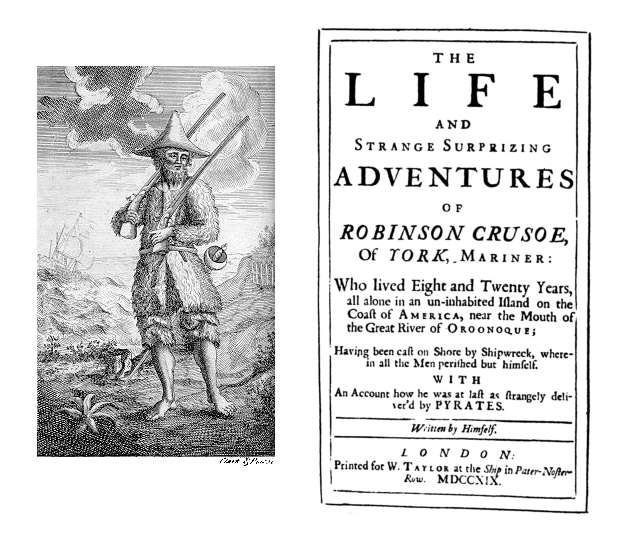 Portada de la novela de Daniel Defoe (1719)